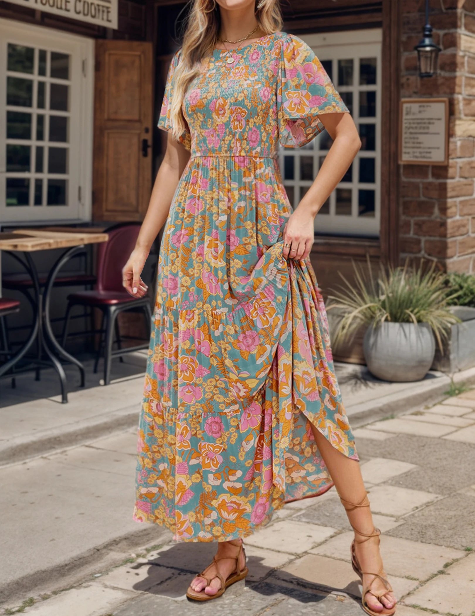 Floral Ruffle Hem Dress